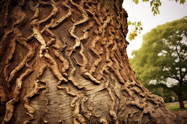 The bark on a tree