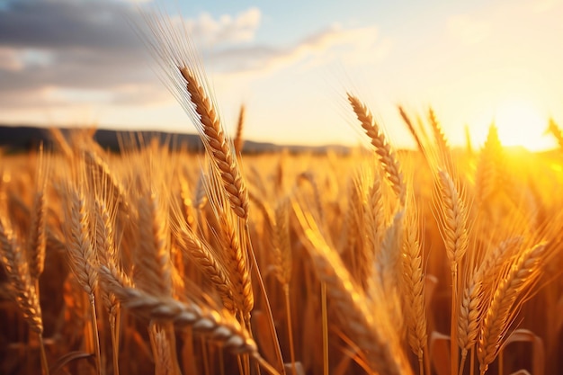 barley field in sunset time