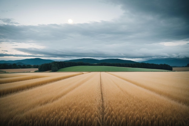 Photo barley field swaying under an overcast sky