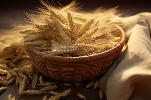 Barley grains in a woven basket symbolizing the Generative ai