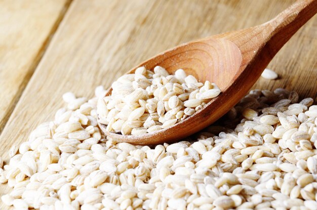 Barley groats on the kitchen table