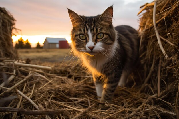 A barn cat during dusk