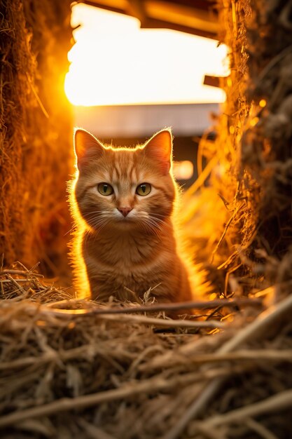 A barn cat during dusk