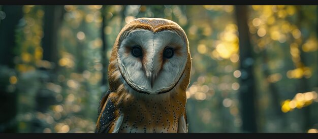 Barn Owl Standing in Forest