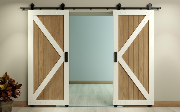 Barn Sliding Wooden Door in Loft Room