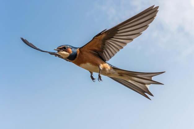 a barn swallow flying wings spread