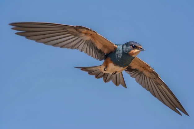 a barn swallow flying wings spread