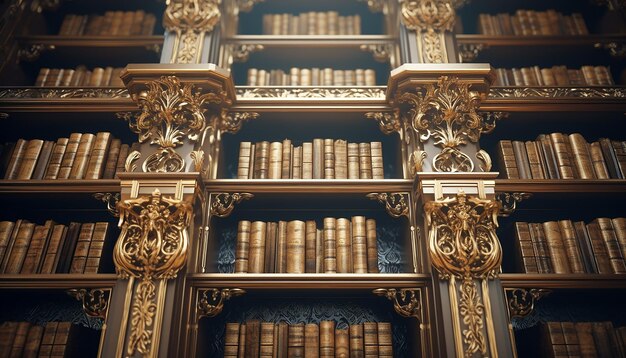 Foto barokke boekenplank redactionele fotoshoot