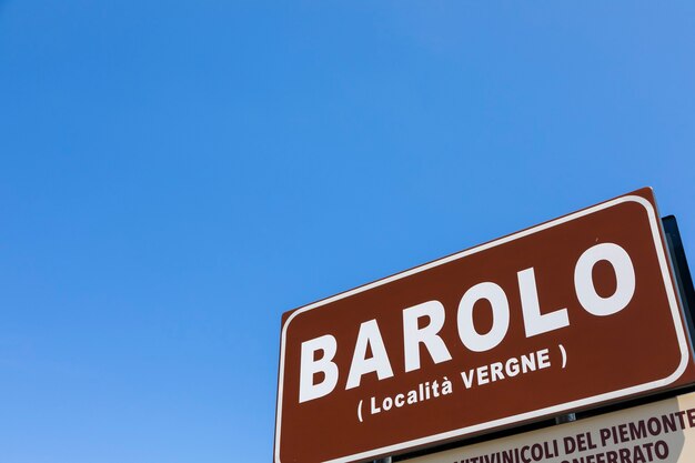 Barolo village road sign, Unesco site - Italy