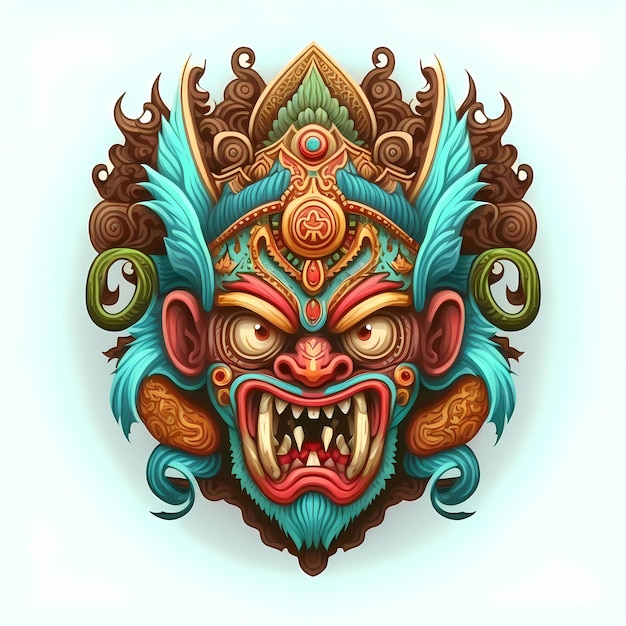 Barong head mask illustration design,traditional art