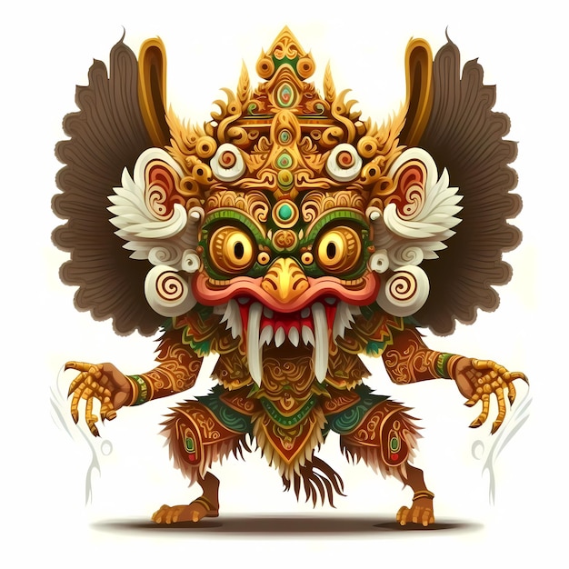 Barong head mask illustration design,traditional art