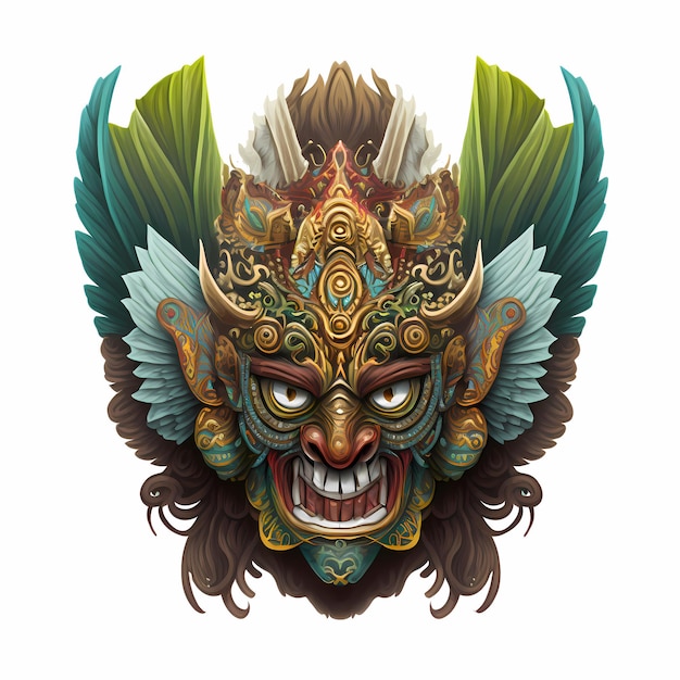 Barong head mask illustration design,traditional art