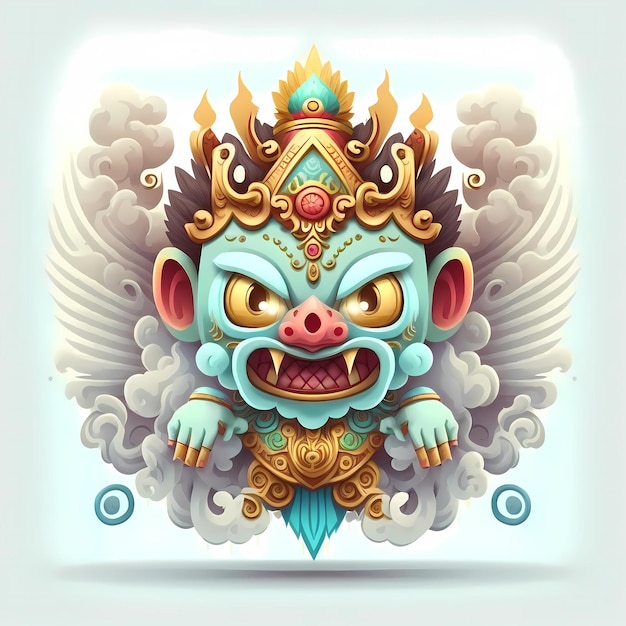 Barong head mask illustration design,traditional art