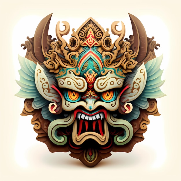 Barong hoofdmasker illustratie ontwerp, traditionele kunst