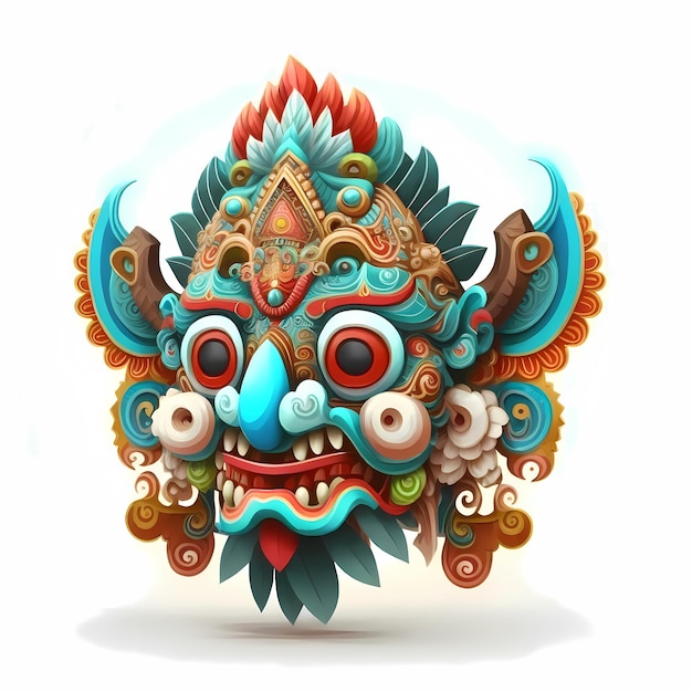 Barong hoofdmasker illustratie ontwerp, traditionele kunst