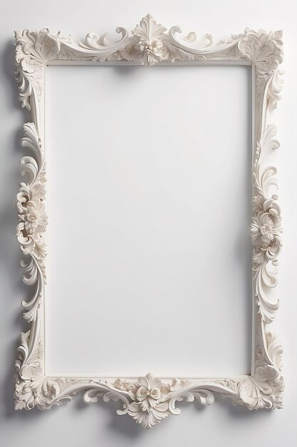 Baroque blank Frame Mockup with white empty space for placing your design