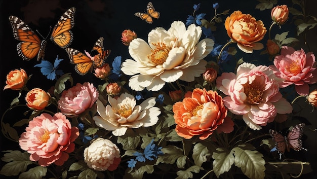 Baroque Blooms Digital Painting Inspired by Masterful Artists