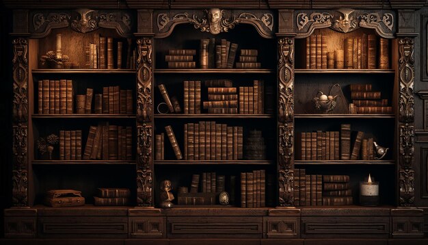 Baroque bookshelf editorial photoshoot