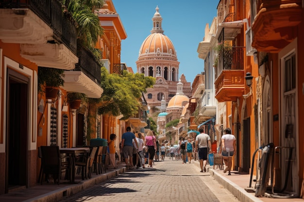 Photo baroque cathedral in cartagena colombia generative ia