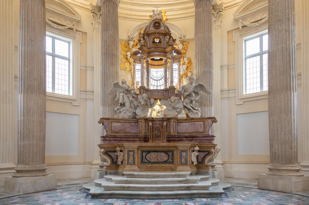 Baroque catholic church altar in Italy Old interior religious building