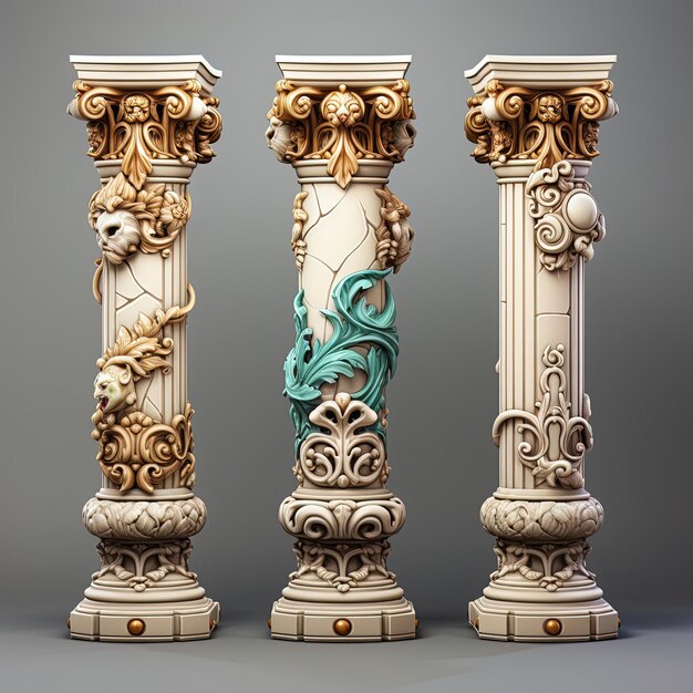 Photo baroque columns game assets