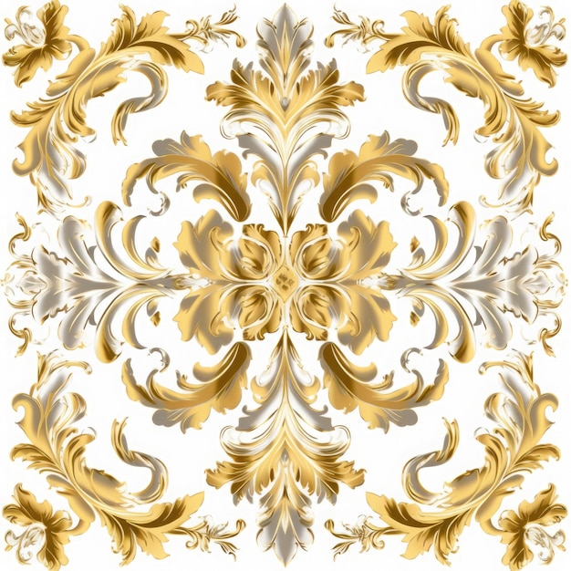 Baroque goud ontwerp vlak patroon op witte achtergrond AI gegenereerd