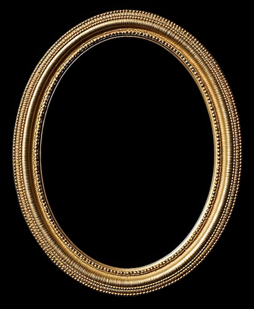 Фото Овальная золотая рамка в стиле барокко рамка для фото на черном фоне