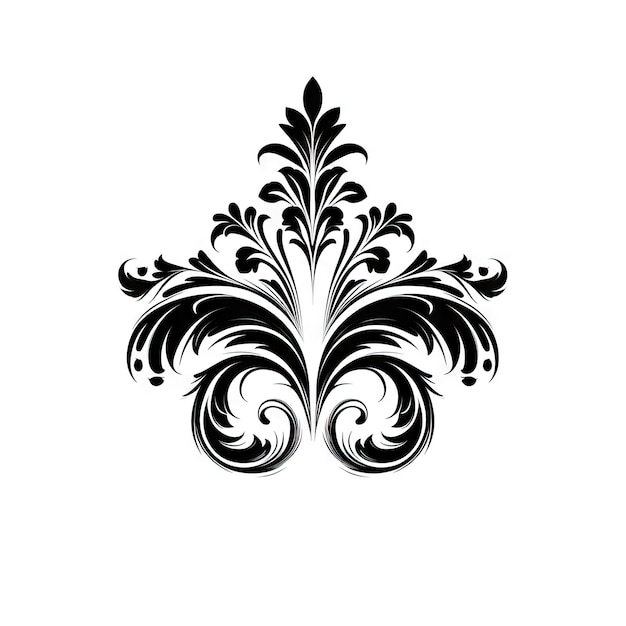 Baroque Victorian Frame Ornament Floral Border Baroque Decoration Element Twin Icon Filigree Flourish Element Generative AI Illustration