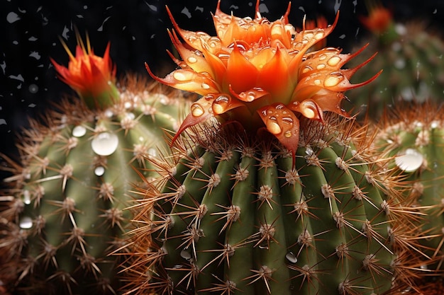 写真 雨 の 滴 が 輝く  の カクタス