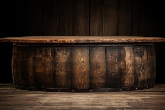 Photo barrel and table with old wood in the background