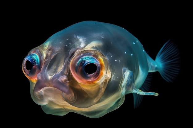 생성 AI로 생성된 투명한 머리를 드러내는 Barreleye 물고기