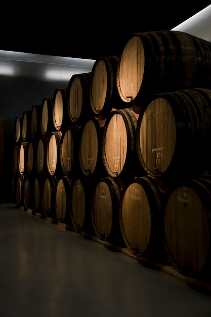 Barrels arrangement in wine cellar