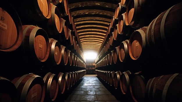 Barrels in Napa vineyard