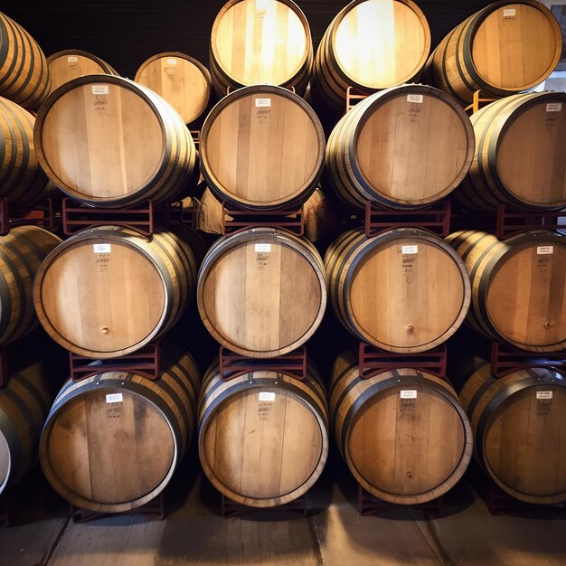 Barrels in Napa vineyard