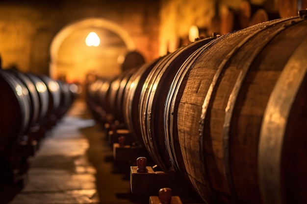 Barrels in Napa vineyard