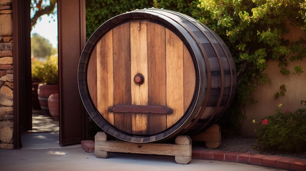 Photo barrels in napa vineyard