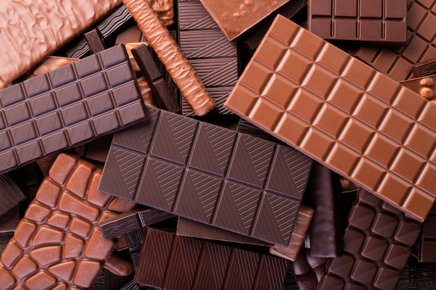 Bars van verschillende chocolade oppervlak