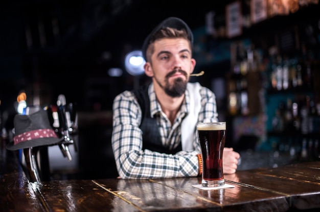 Bartender creates a cocktail on the taproom