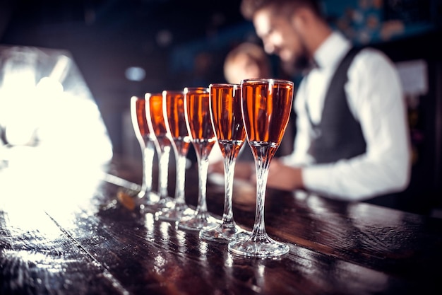 Bartender makes a cocktail at the porterhouse