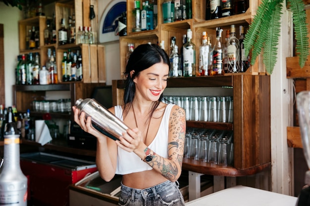 Bartender making cocktail