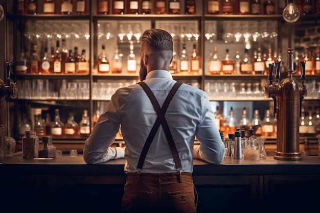 Bartender man bearded bar Generate Ai