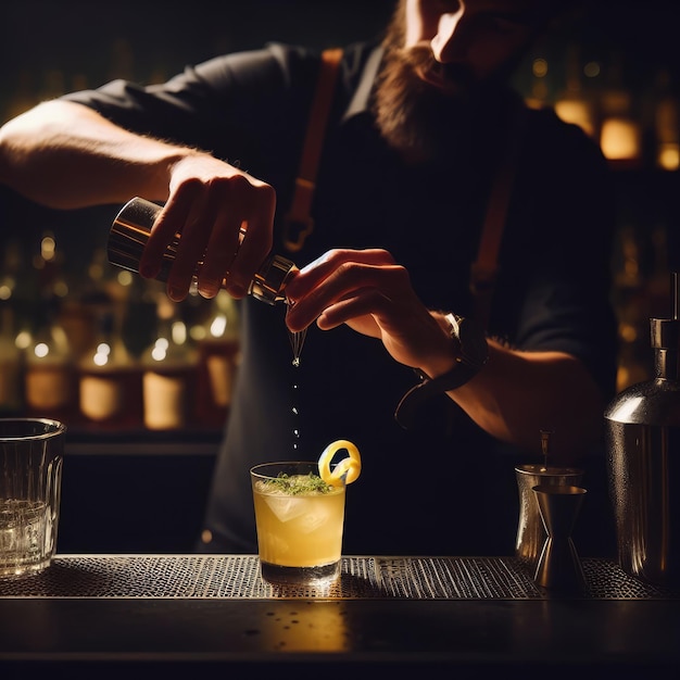 bartender pouring cocktail