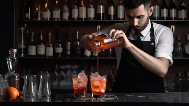 Bartender preparing cocktail Illustration AI GenerativexA