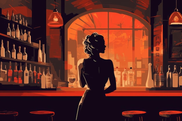 Bartender woman bar art Generate Ai