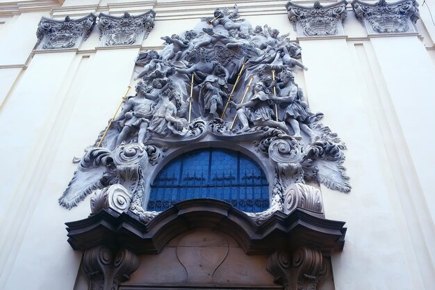 bas-relief on the cathedral in Prague / carving and decoration of the Catholic Cathedral in the Czechs