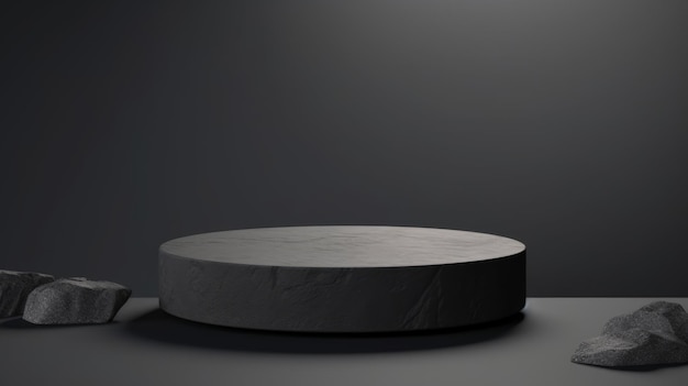 Basalt Stone Abstract Minimalistic Product Podium The Scene for Product Presentation 3D Room with Geometric Platform Stage Pedestal Ai Generated Podium Mockup for a Product advertisement