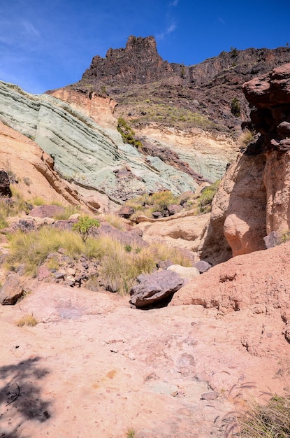 Basaltformatie vulkanisch gesteente op de Canarische Eilanden van Gran Canaria