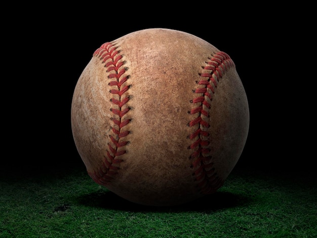 Baseball ball on black background