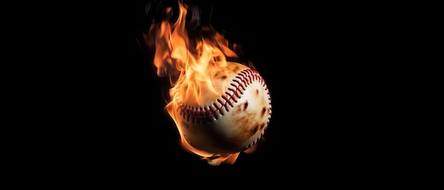 Baseball ball on fire Generative AI