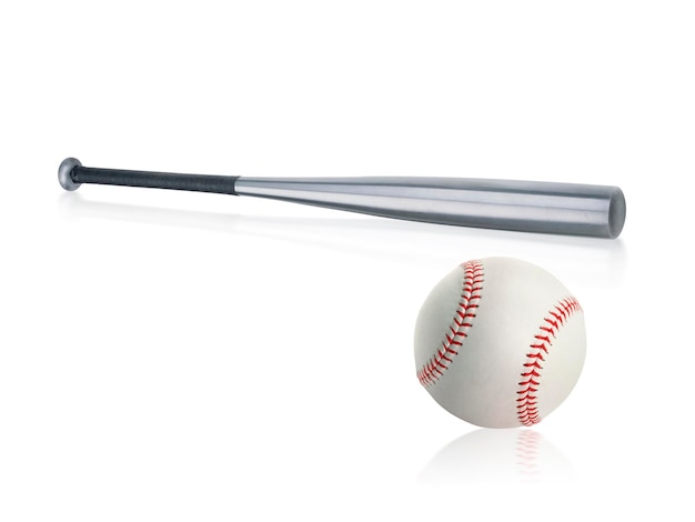 Baseball bat and ball isolated on white background